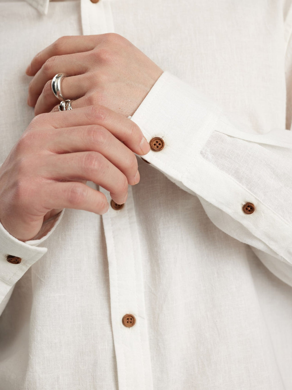 Anerkjendt Camicia Ls Ankleif Cotton Linen Shirt Tofu Uomo - 2