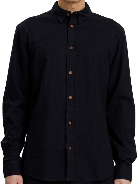 Anerkjendt Camicia Ls Ankleif Cotton Linen Shirt Caviar Uomo