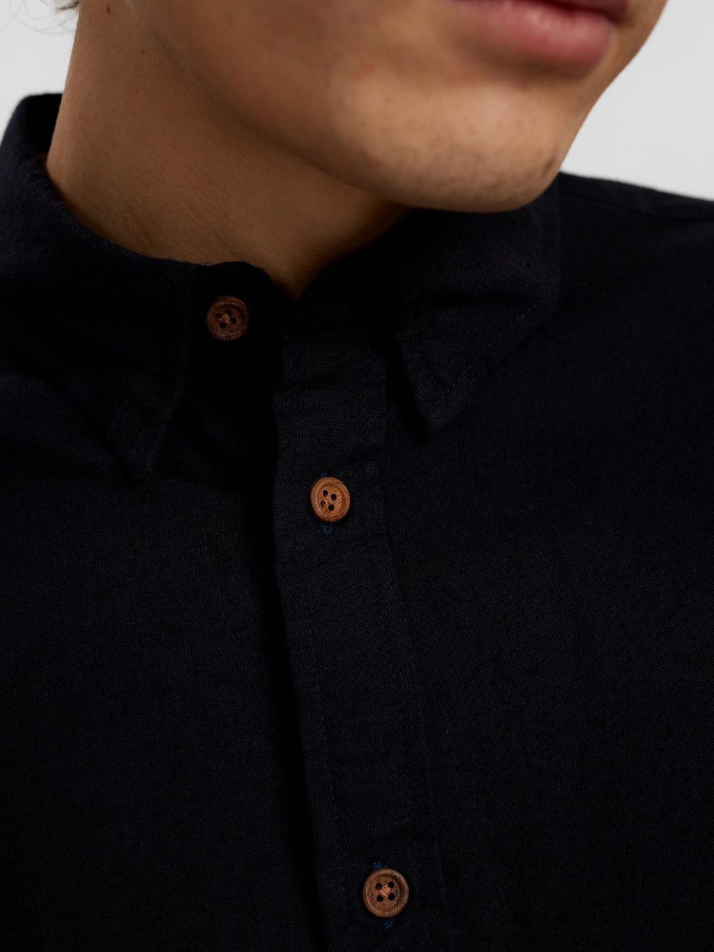 Anerkjendt Camicia Ls Ankleif Cotton Linen Shirt Caviar Uomo - 2