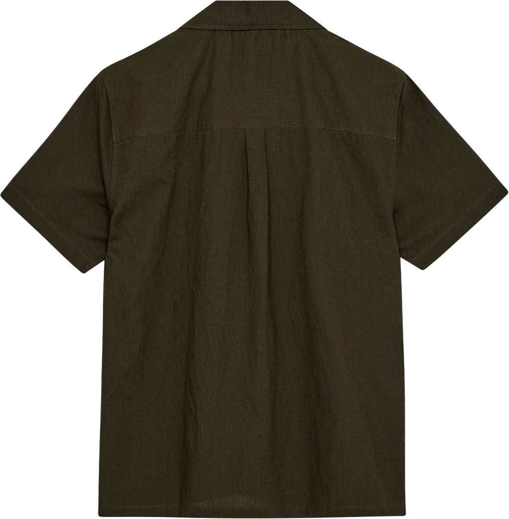 Anerkjendt Camicia Akleo Ss Cotton Linen Shirt Forest Nighr Forestnight Uomo - 2