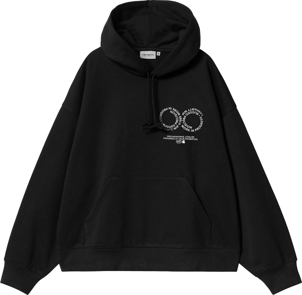 Carhartt Wip Felpa Hooded Rotation Sweat Black White Blackwhite Uomo - 2