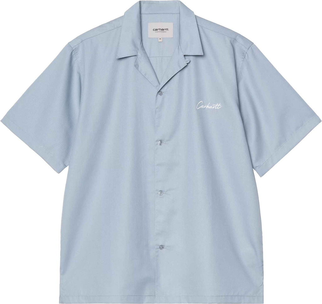 Carhartt Wip Camicia Ss Delray Shirt Frosted Blue White Frostedbluewhite Uomo - 1