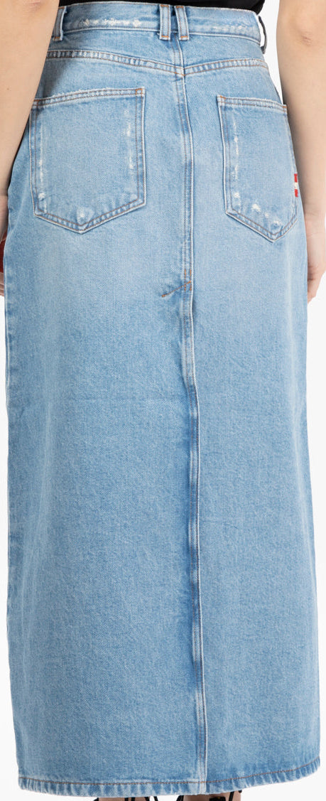 Amish Gonna Skirt Long Woman Denim Broken Bleach Denimbrokenbleach Donna - 2