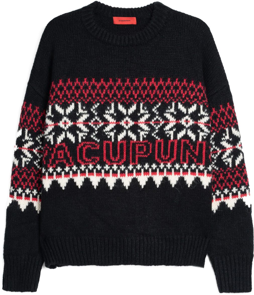 Acupuncture Maglione Pattern Sweater Mixed Black Mixedblack Uomo - 1
