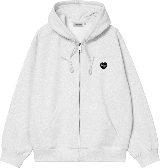 Carhartt Wip Felpa Hooded Heart Ii Hartt Sweat Jacket Ash Heather Uomo Asheather