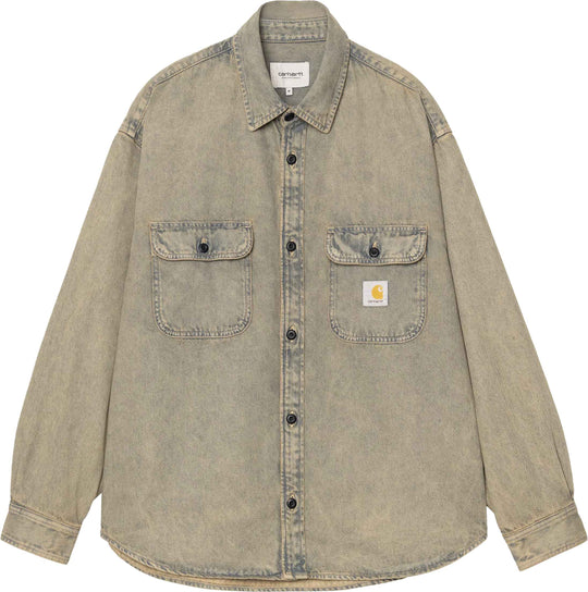 Carahrtt Wip Camicia Tigan Shirt Blue Leather Garment Dyed Carhartt Wip Uomo Blueleathergarmentdyed