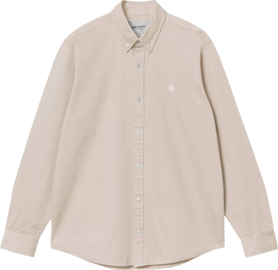 Carhartt Wip Camicia L/s Madison Shirt Fleur De Sel Wax Uomo Fleurdeselwax