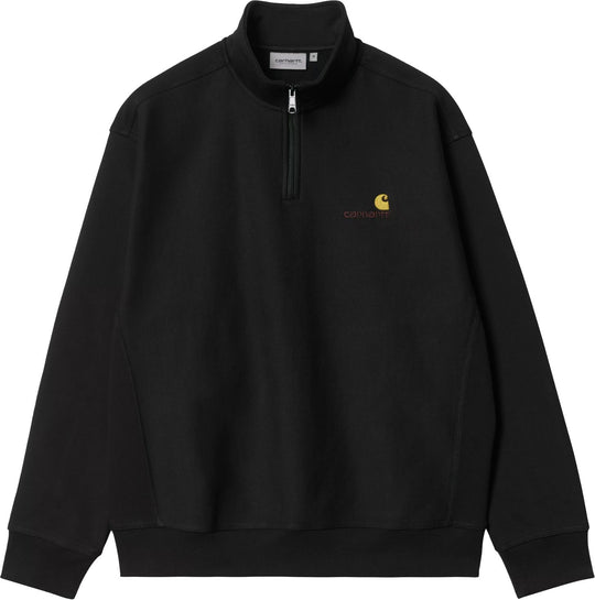 Carhartt Wip Felpa Half Zip American Script Sweat Black Uomo