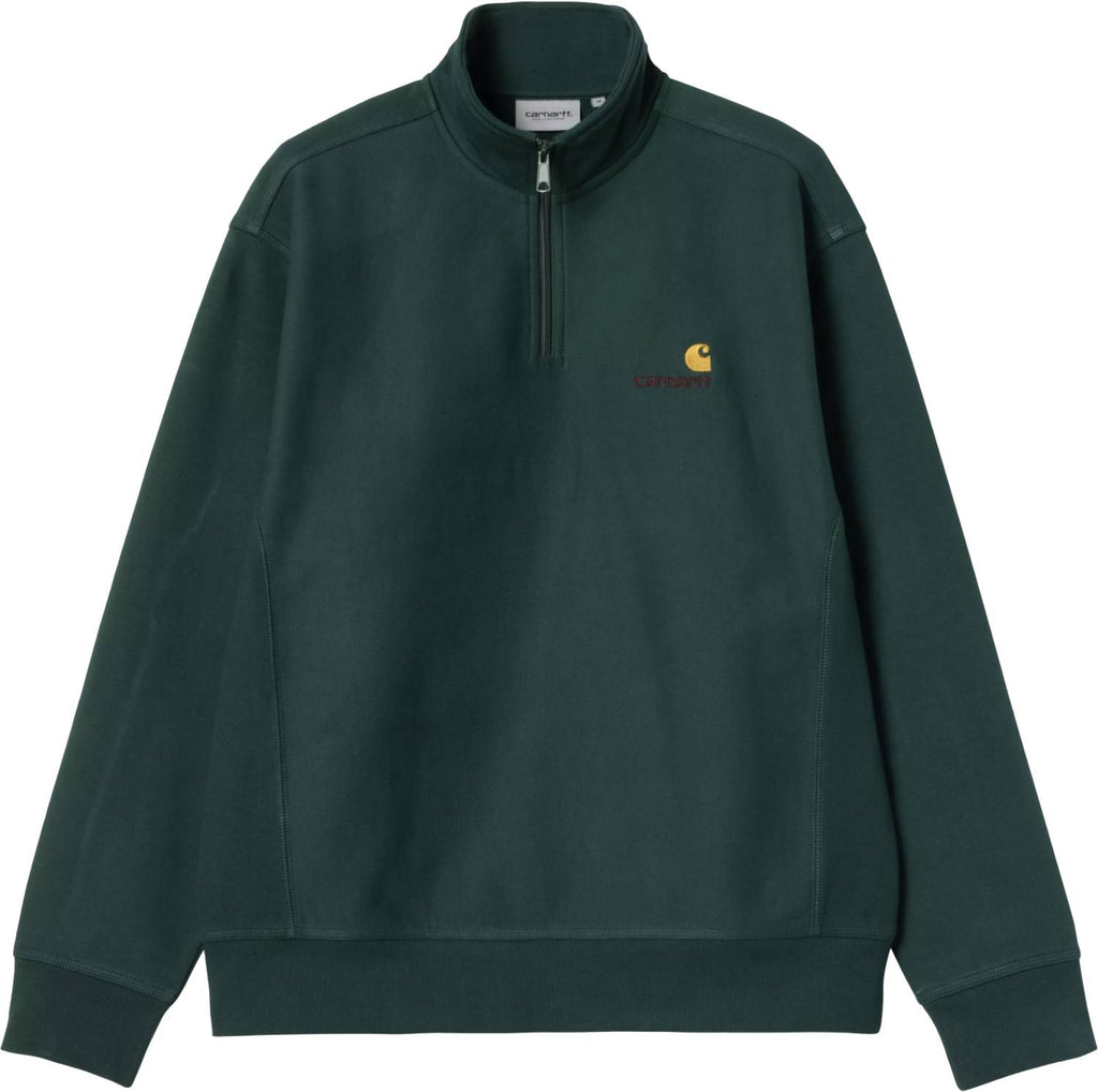 Carhartt Wip Felpa Half Zip American Script Sweat Dark Fir Darkfir Uomo - 1
