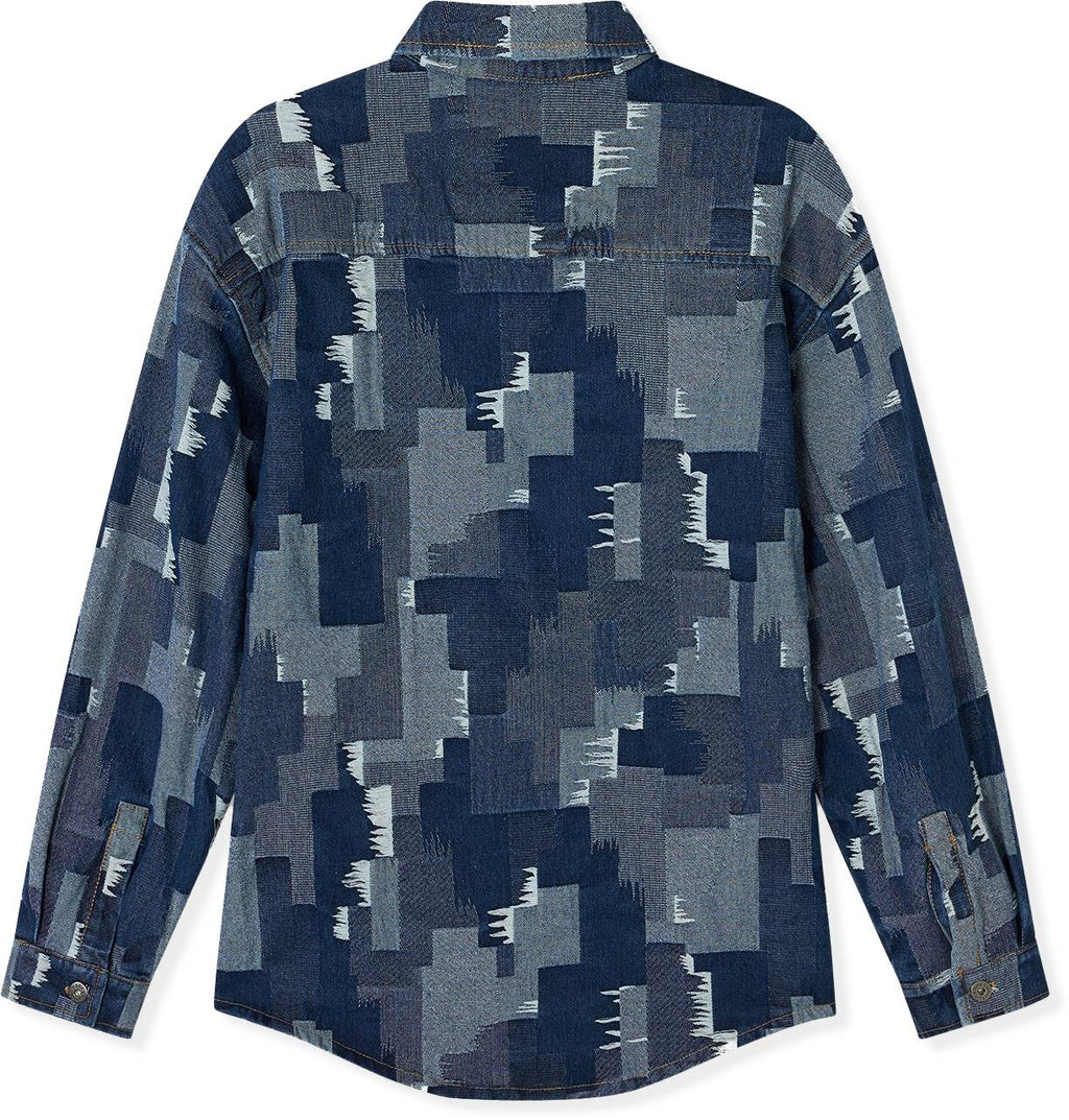 Acupuncture Acupucture Camicia Patchwork Shirt Blue Uomo - 2