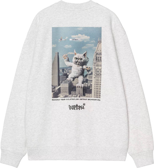 Carhartt Wip Felpa Women Wiptopia Script Sweat Ash Heather Dusky Beige Donna Ashheatherduskybeige