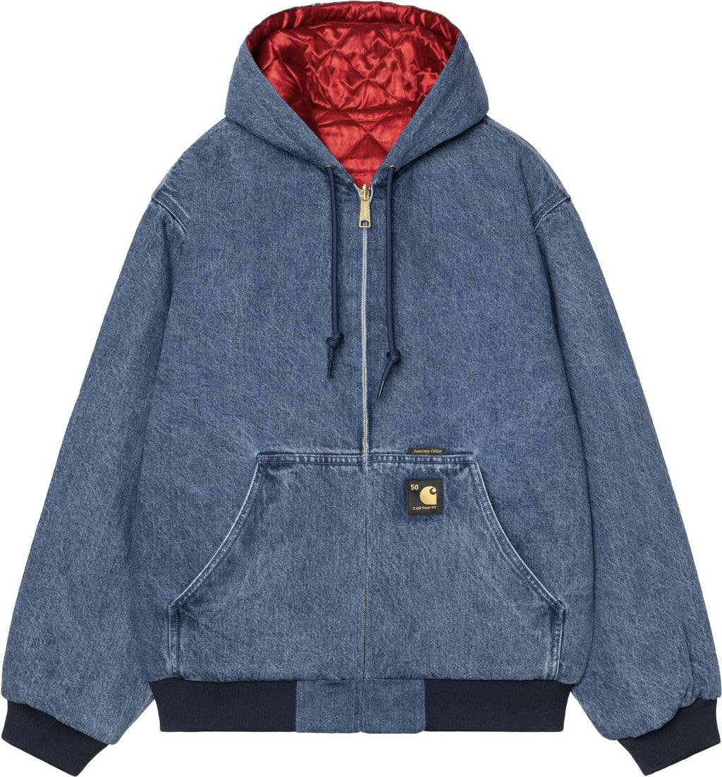 Carhartt Wip Giacca 50 Years Anniversary Og Active Jacket Denim Blue Usa Red Stone Canvas Blueusaredstonebleached Uomo - 1