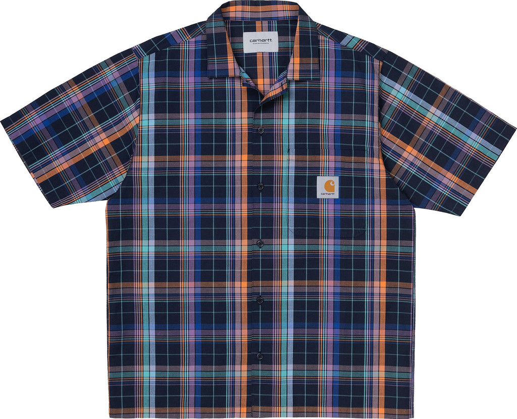 Carhartt Wip Camicia S/s Vilay Shirt Vilay Check Dark Navy Uomo - 1
