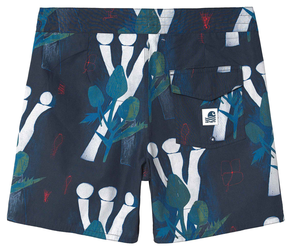 Carhartt Wip Costume Shaka Swim Trunk Short Flowers Print Black Uomo - 2