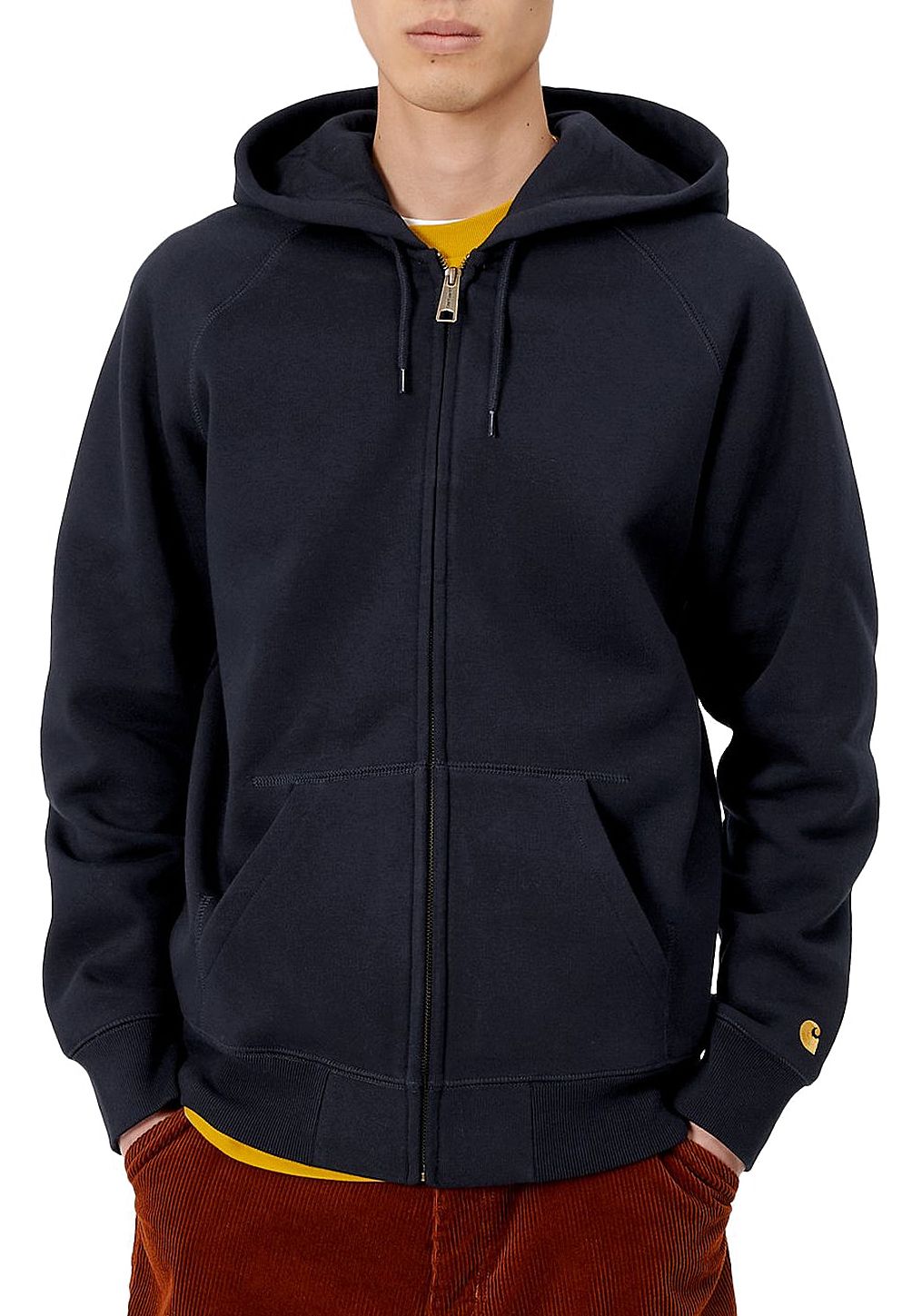 Carhartt Wip Felpa Hooded Chase Jacket Dark Navy Gold Uomo - 2