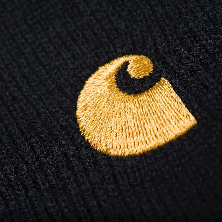 Carhartt Wip Cuffia Chase Beanie Black Gold Nero Uomo - 2