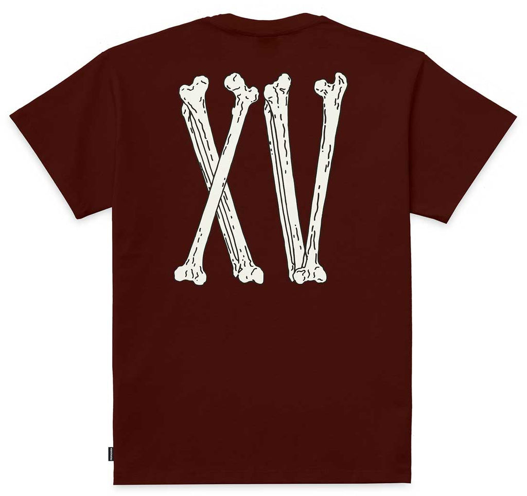 Propaganda T-shirt Xv Bones Tee Burgundy Bordeaux Uomo - 1