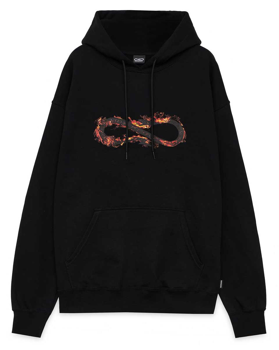 Propaganda Felpa Logo Fire Hoodie Black Uomo - 1