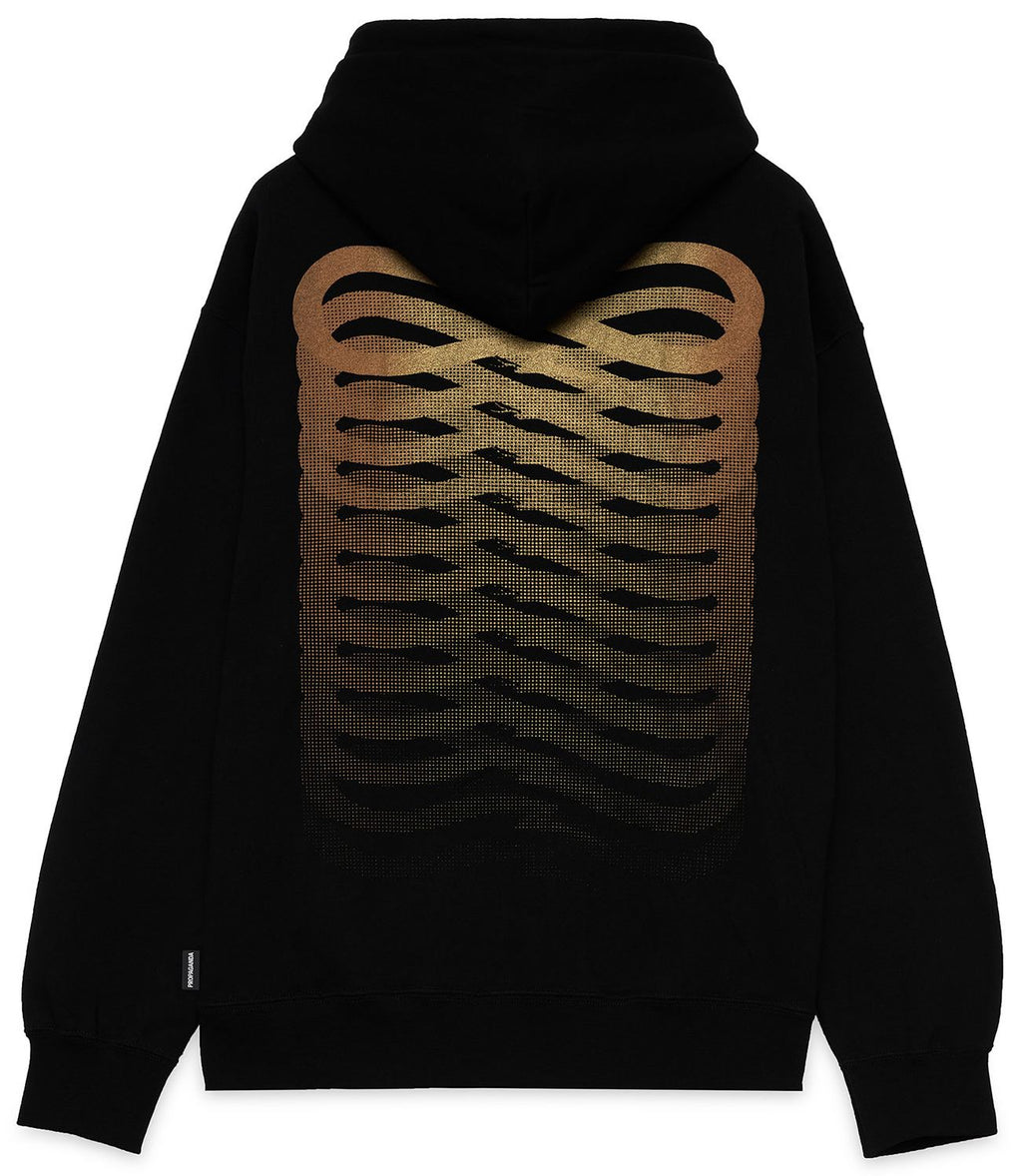 Propaganda Felpa Ribs Metal Hoodie Black Gold Uomo - 1