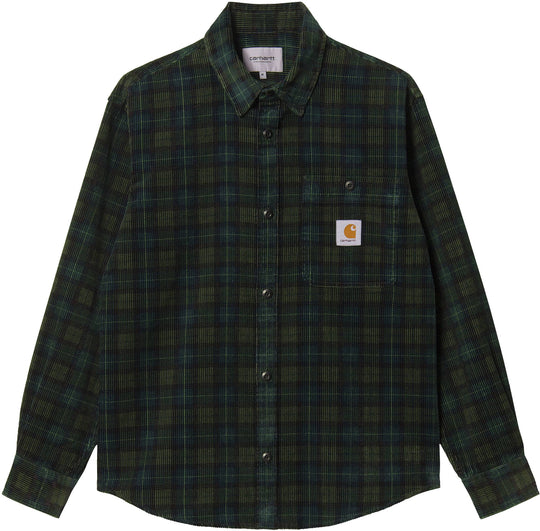 Carhartt Wip Camicia L/s Flint Shirt Breck Check Print Grove Uomo Verde