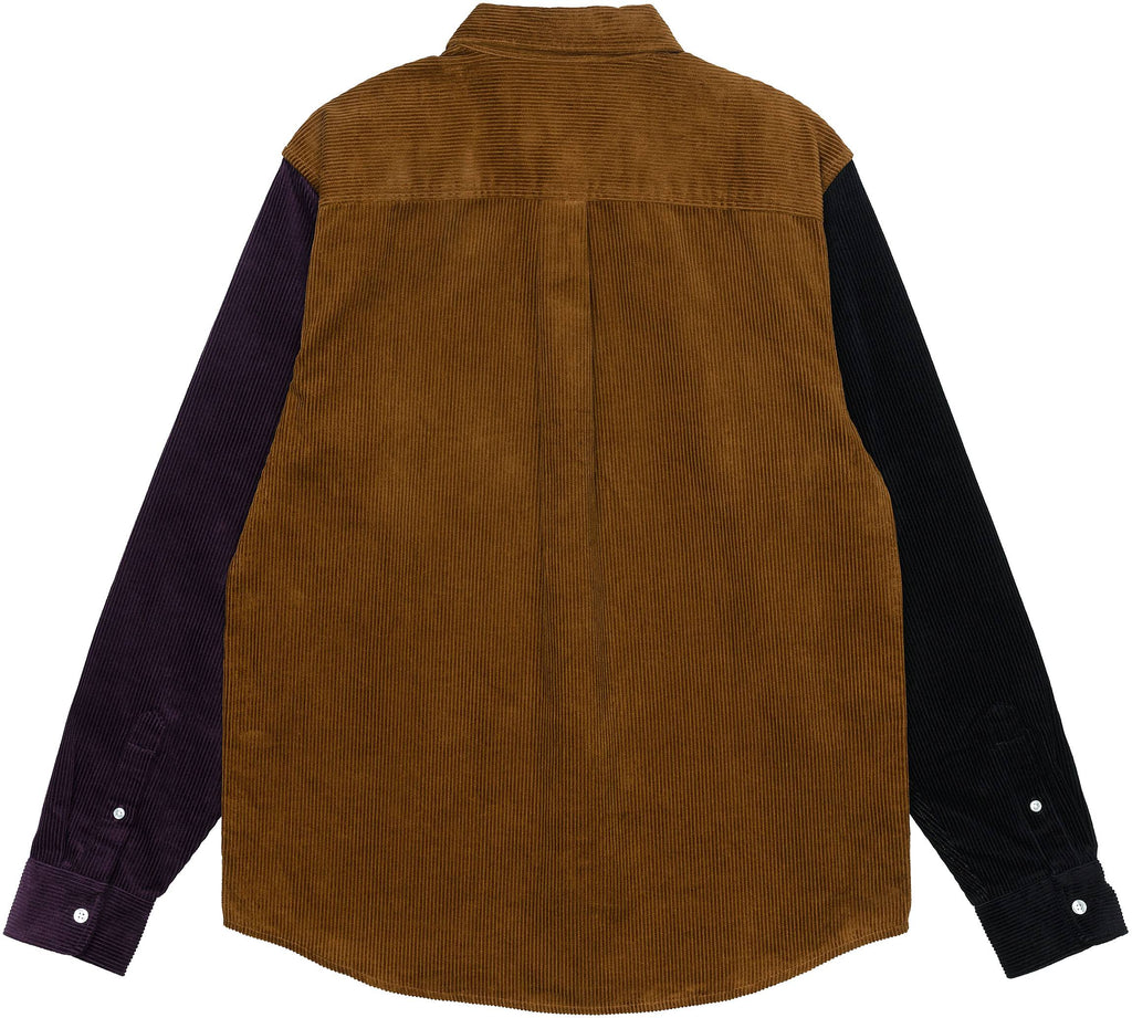 Carhartt Wip Camicia L/s Triple Madison Cord Shirt Tawny Black Dark Iris Uomo - 2