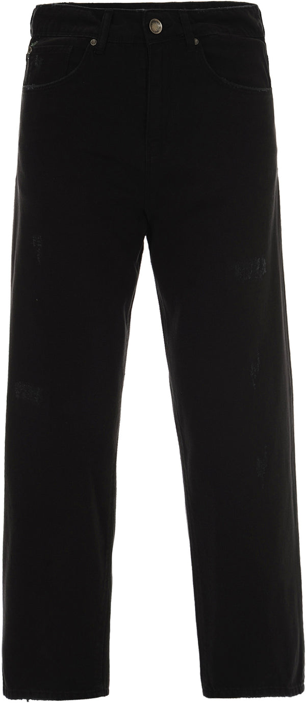 P.Grax pantaloni jeans Welder Over Crop Fit black