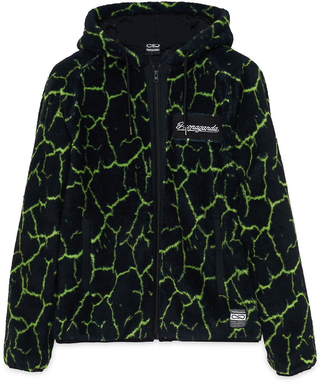 Propaganda Giacca Texture Fur Hoodie Crack Black Lime Uomo - 1