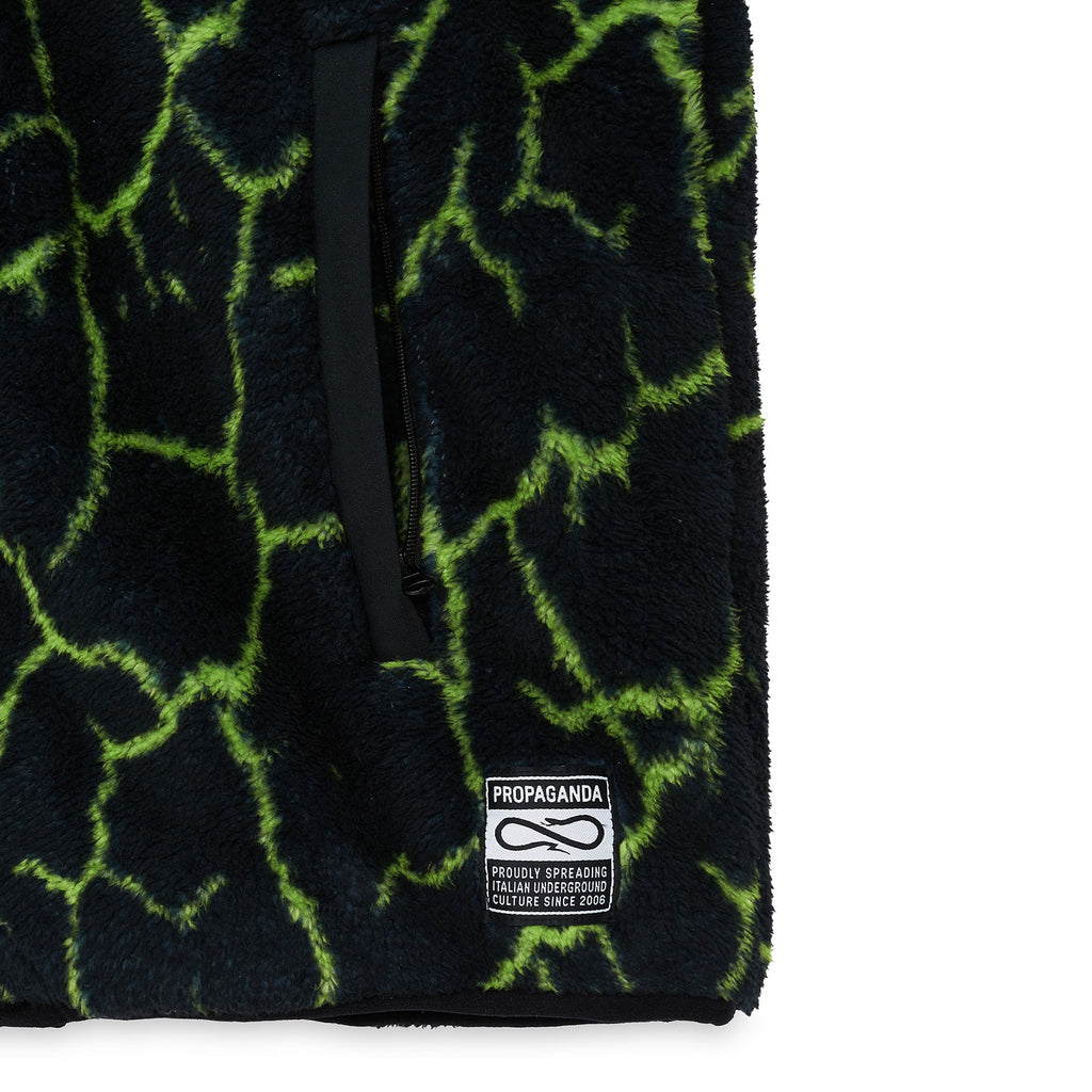 Propaganda Giacca Texture Fur Hoodie Crack Black Lime Uomo - 4