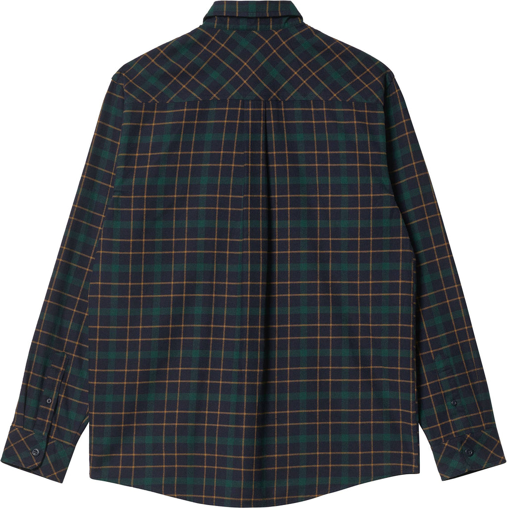 Carhartt Wip Camicia L/s Baxter Shirt Check Dark Navy Grove Blu Verde Uomo - 2