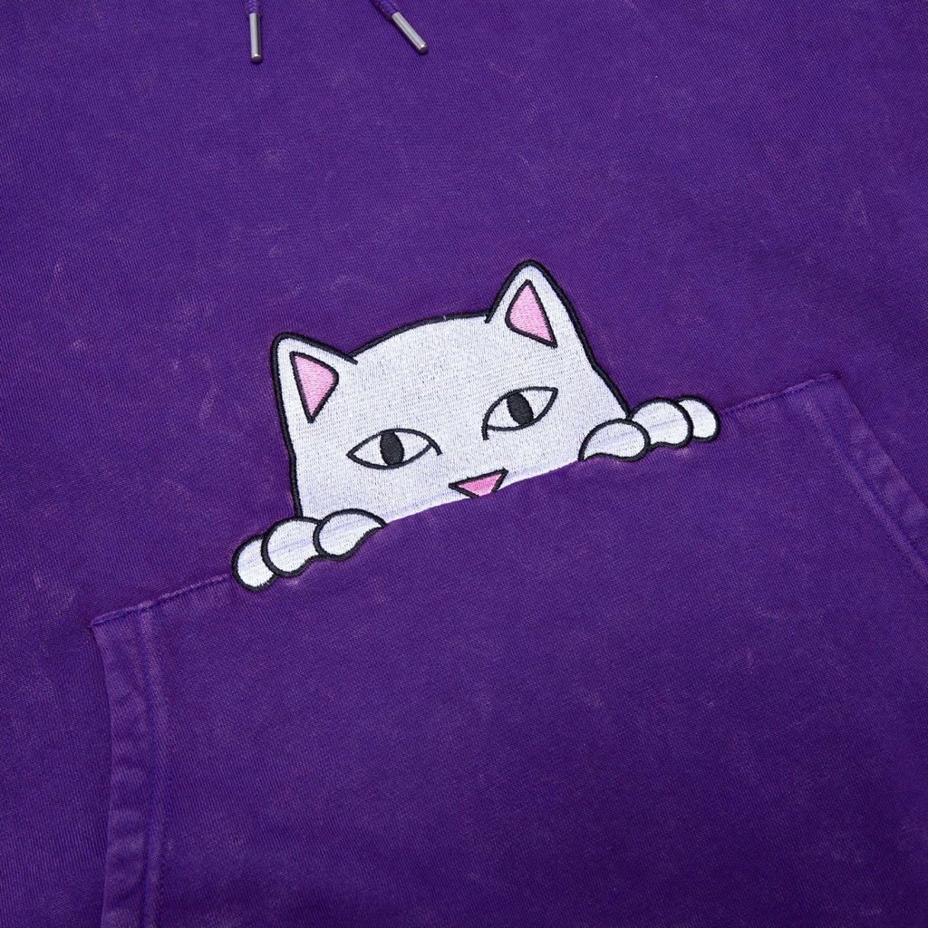 Ripndip Felpa Peeking Nermal Embroidered Hoodie Purple Mineral Wash Viola Uomo - 2