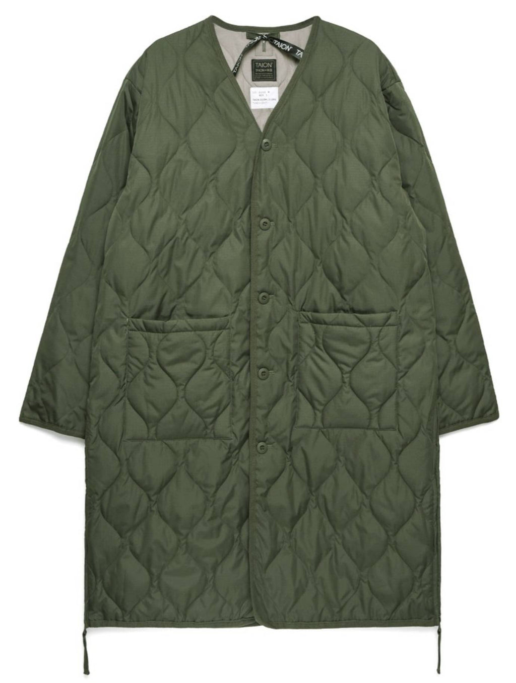 Taion Giacca Military V Neck Long Jacket Olive Verde Militare Uomo - 1