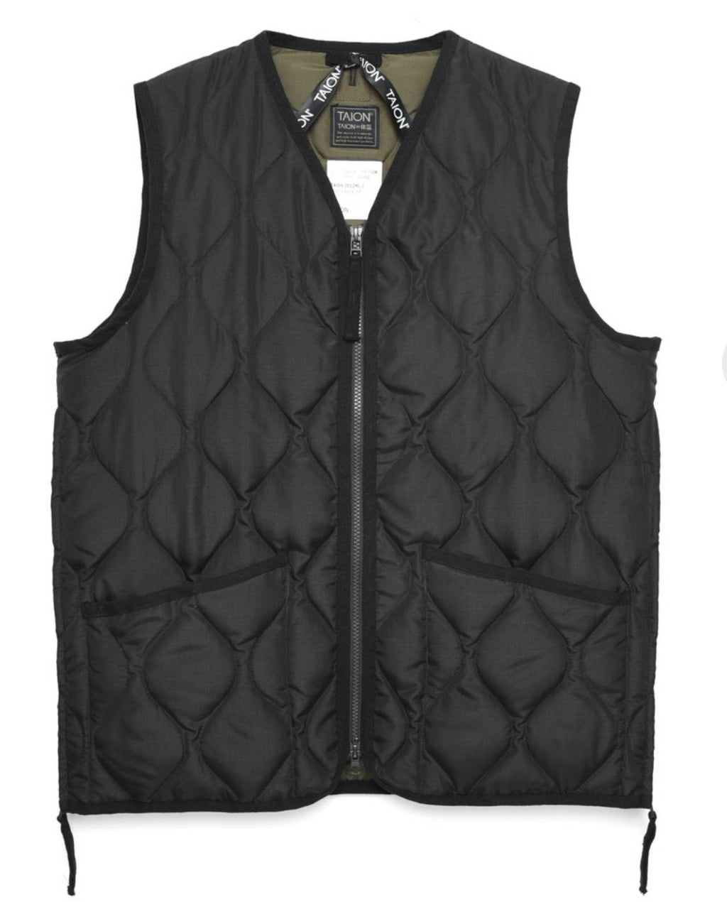Taion Gilet Military Zip V Neck Vest Black Nero Uomo - 1