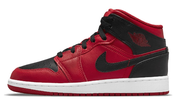 Jordan Air 1 Mid Shoes Gym Red Black White Gs Rosso Donna - 2