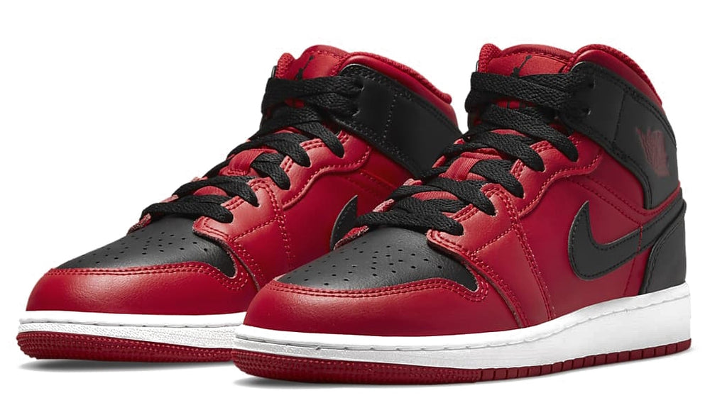 Jordan Air 1 Mid Shoes Gym Red Black White Gs Rosso Donna - 3