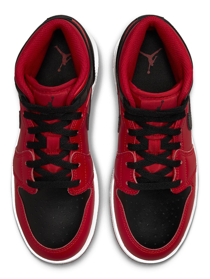 Jordan Air 1 Mid Shoes Gym Red Black White Gs Rosso Donna - 4