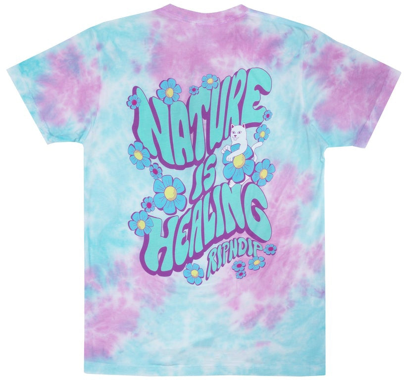Ripndip T-shirt Nature Is Healing Hoodie Aqua Pink Tie Dye Multicolore Uomo - 1