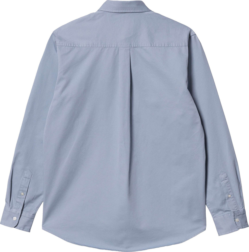 Carhartt Wip Camicia L/s Madison Shirt Frosted Blue White Celeste Uomo - 2