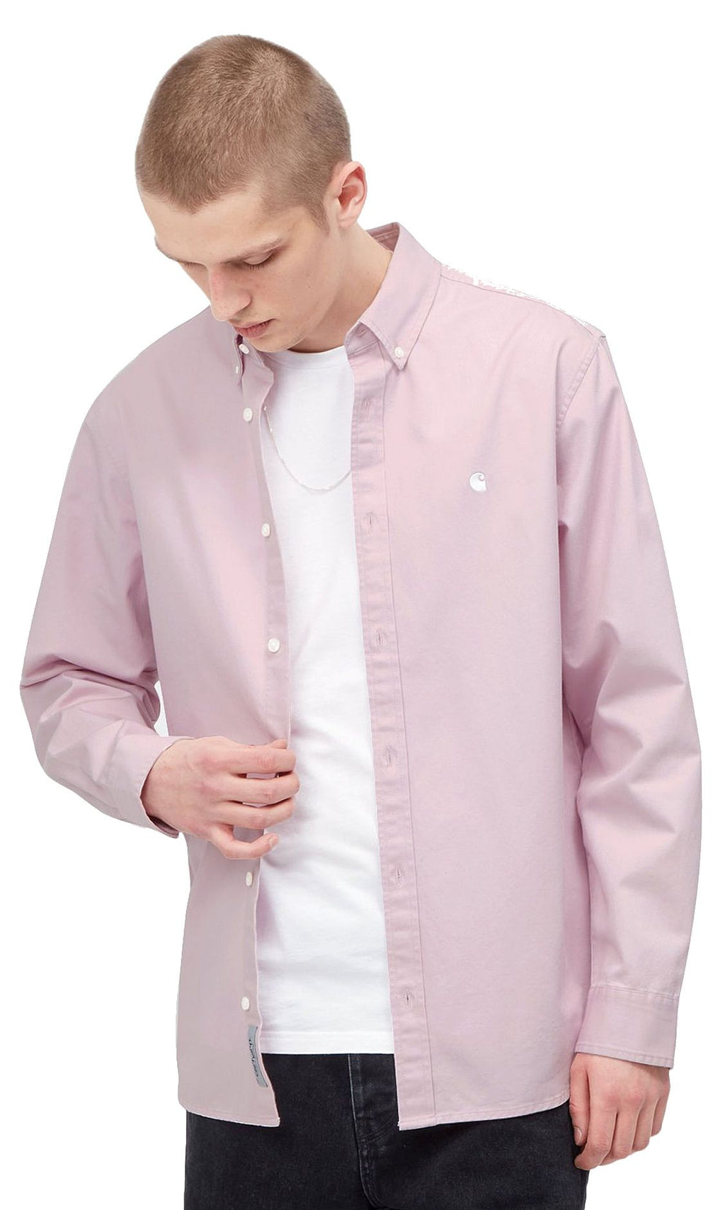 Carhartt Wip Camicia L/s Madison Shirt Pale Quartz Rosa Uomo - 2