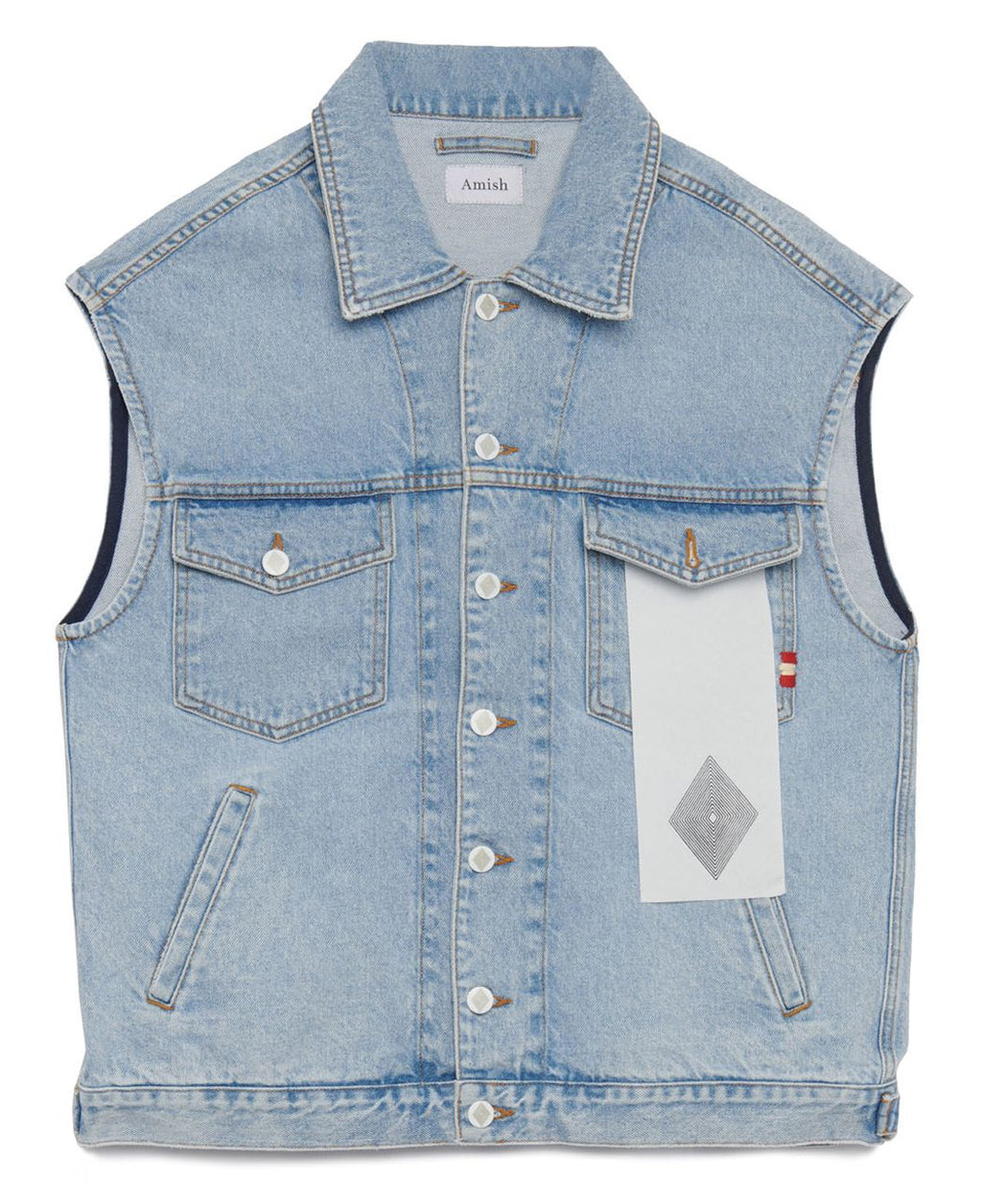 Amish Gilet Gilet Over Deanim Real Stone Blue Uomo - 1