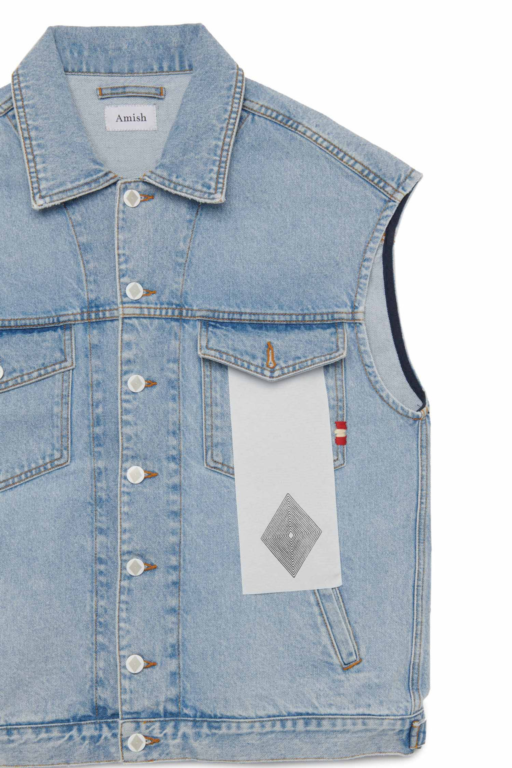 Amish Gilet Gilet Over Deanim Real Stone Blue Uomo - 2