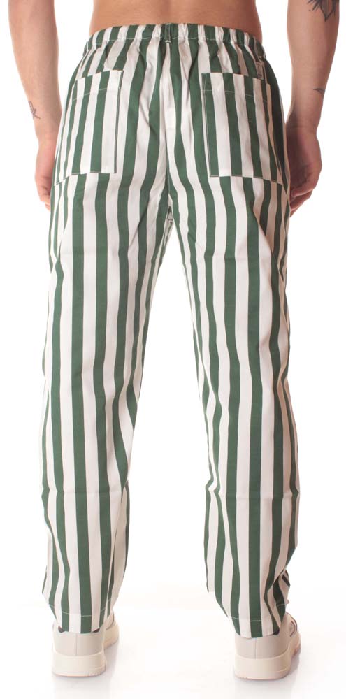 Bottega Chilometri Zero Madson Pantalone Calce Rigato Verde Fantasia Uomo - 3