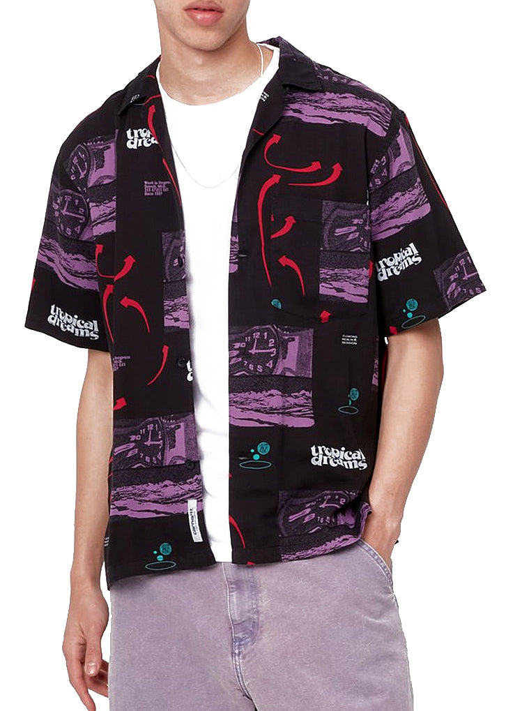 Carhartt Wip Camicia S/s Dreams Shirt Print Black Nero Uomo - 3