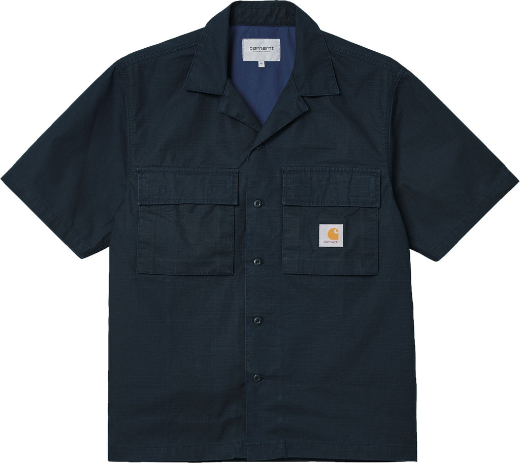 Carhartt Wip Camicia S/s Wynton Shirt Mizar Gulf Blue Uomo - 1