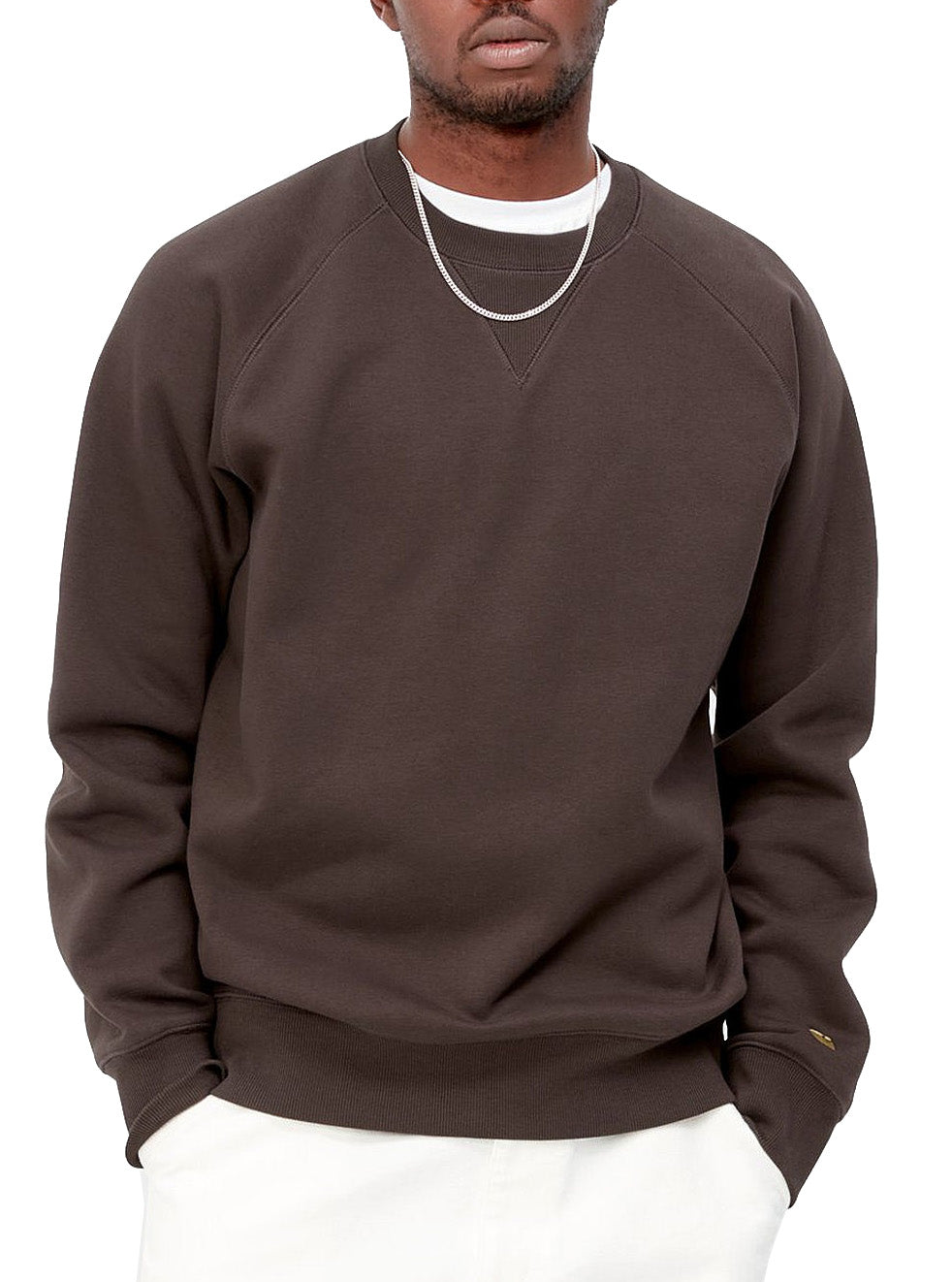 Carhartt Wip Felpa Chase Sweat Dark Umber Marrone Uomo - 2