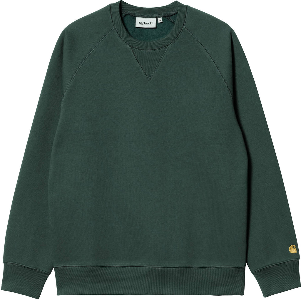 Carhartt Wip Felpa Chase Sweat Juniper Gold Verde Uomo - 1