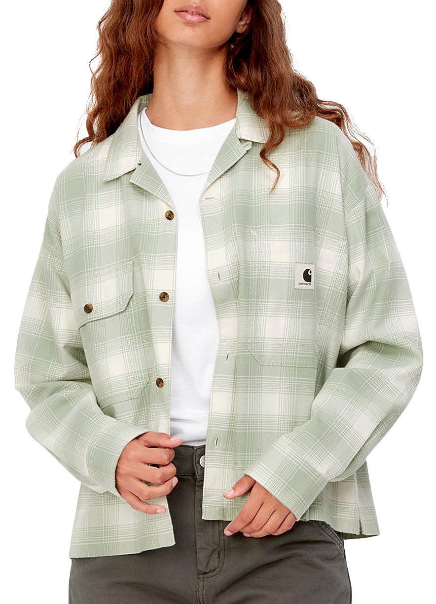Carhartt Wip Camicia W L/s Deaver Shirt Check Misty Sage Verde Donna - 2
