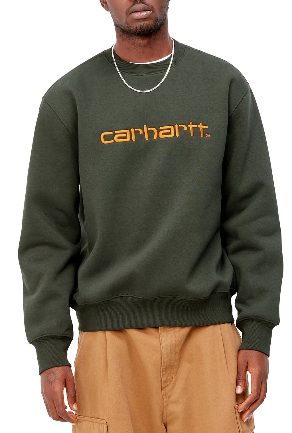 Carhartt Wip Felpa Sweat Boxwood Ochre Verde Uomo - 3