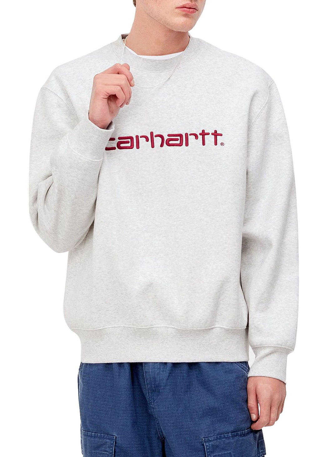 Carhartt Wip Felpa Sweat Ash Heather Rocket Grigio Uomo - 3