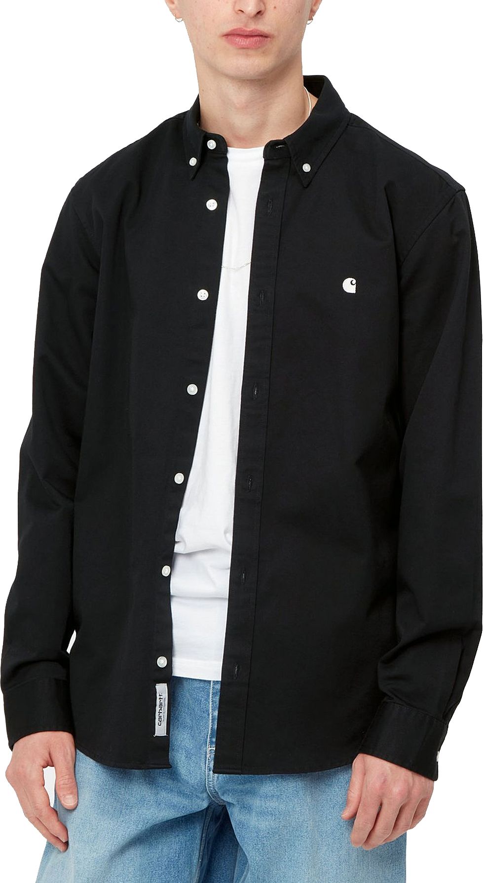 Carhartt Wip Camicia L/s Madison Shirt Black White Nero Uomo - 2