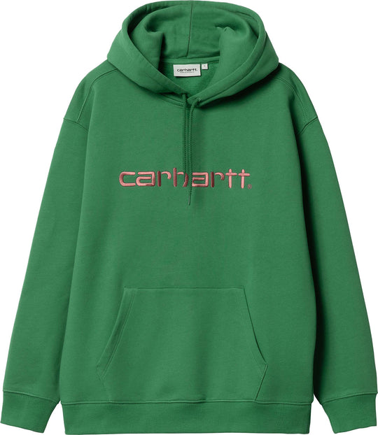 Carhartt Wip Felpa W Hooded Carhartt Sweatshirt Bonsai Misty Blush Donna Verde